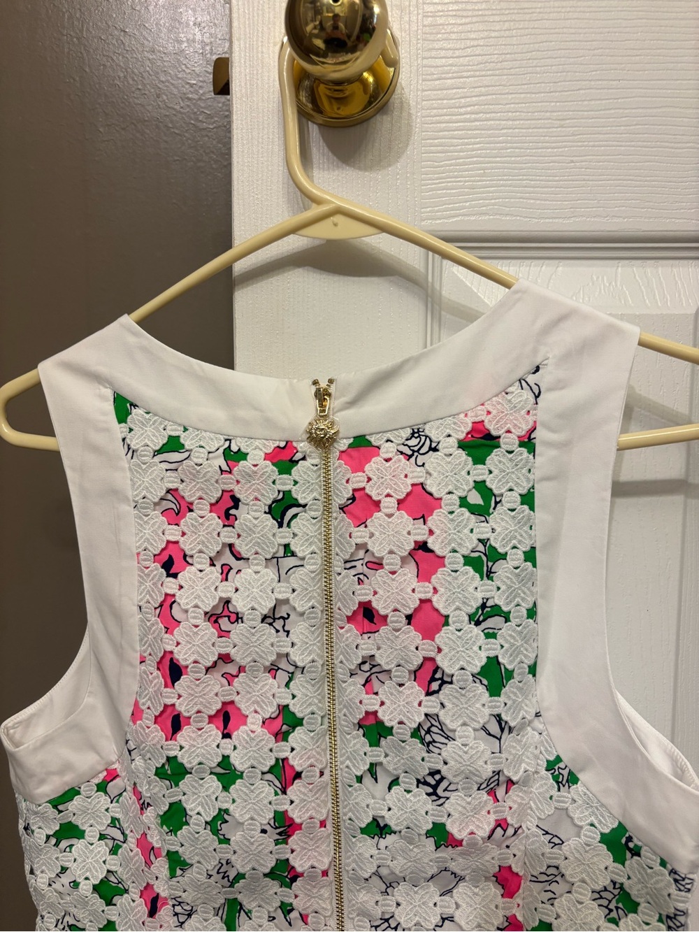 Lilly Pulitzer White Crochet Dress with Pink & Green Floral Print - Picture 9 of 9